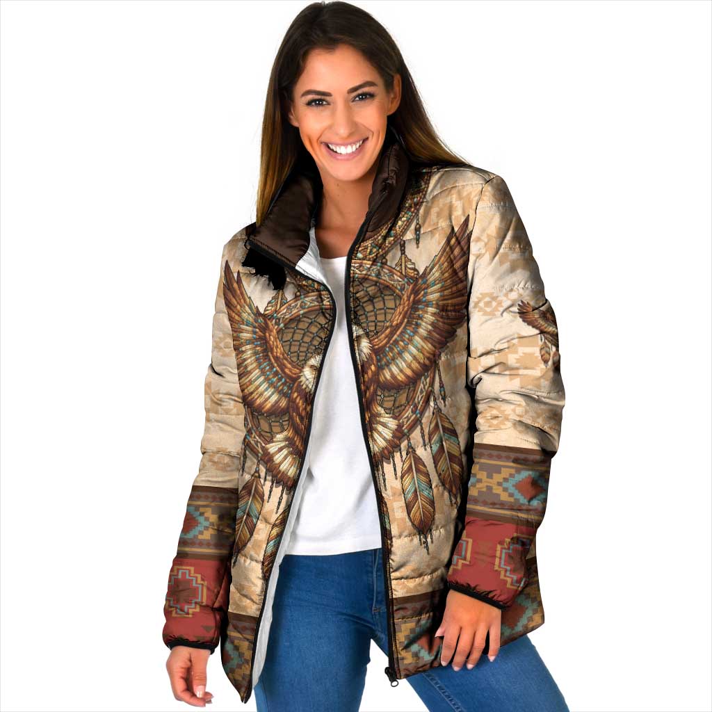 Eagle Native American Padded Jacket Tribal Feather Dreamcatcher Boho Style