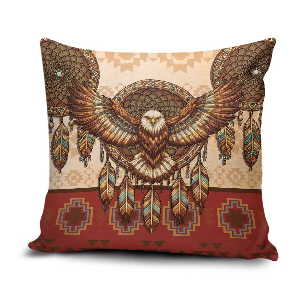 Eagle Native American Pillow Cover Tribal Feather Dreamcatcher Boho Style