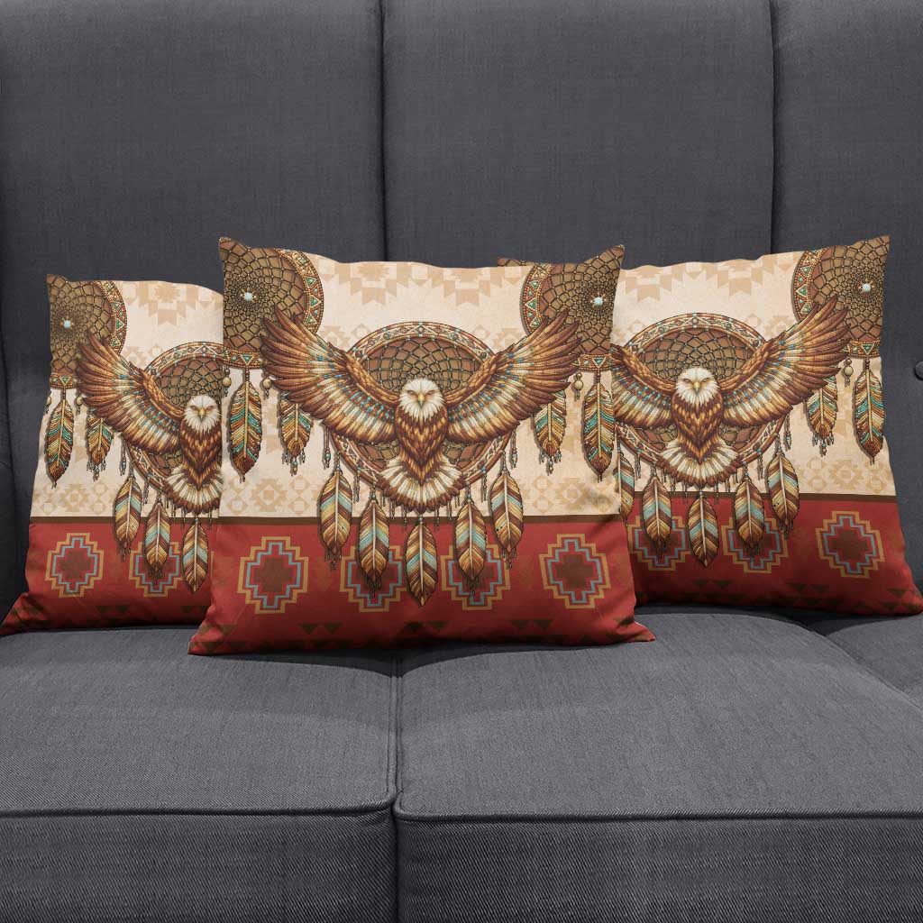 Eagle Native American Pillow Cover Tribal Feather Dreamcatcher Boho Style