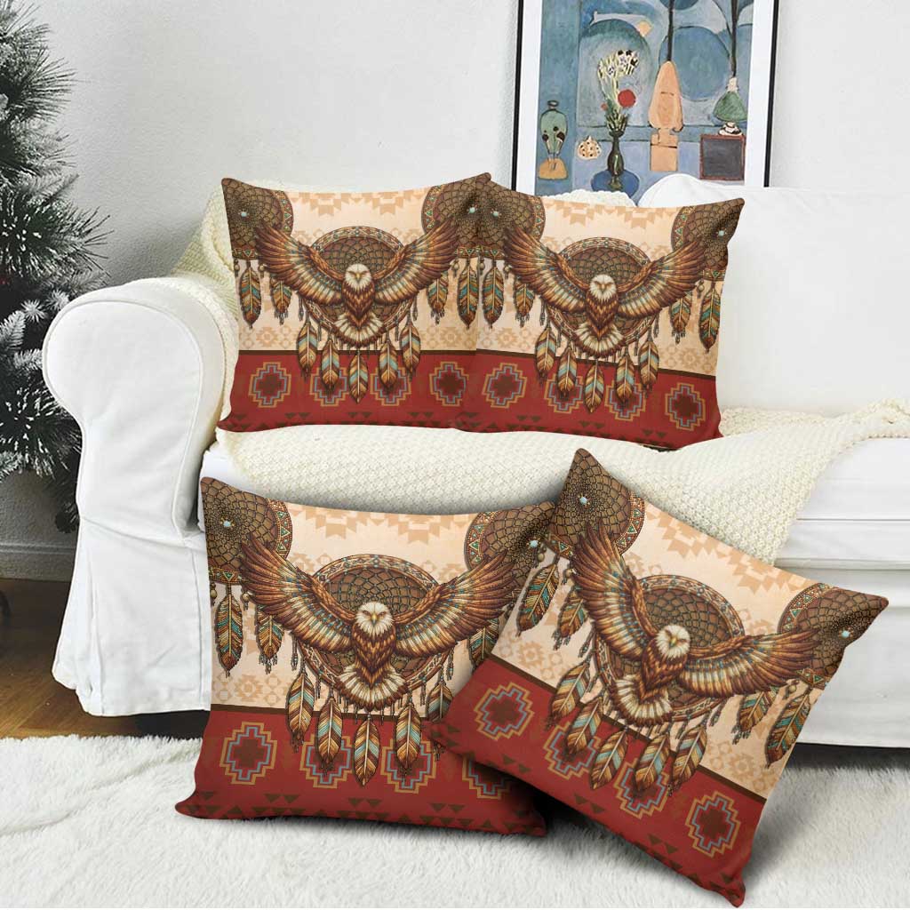 Eagle Native American Pillow Cover Tribal Feather Dreamcatcher Boho Style