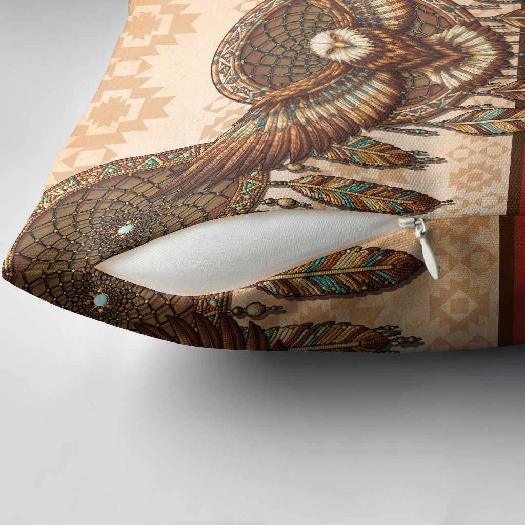Eagle Native American Pillow Cover Tribal Feather Dreamcatcher Boho Style