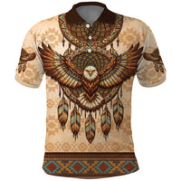 Eagle Native American Polo Shirt Tribal Feather Dreamcatcher Boho Style