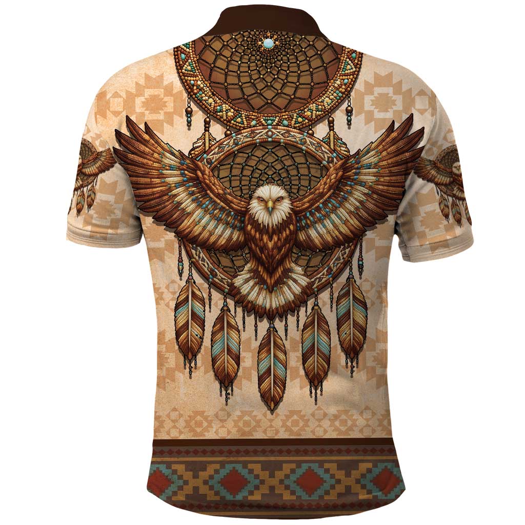 Eagle Native American Polo Shirt Tribal Feather Dreamcatcher Boho Style