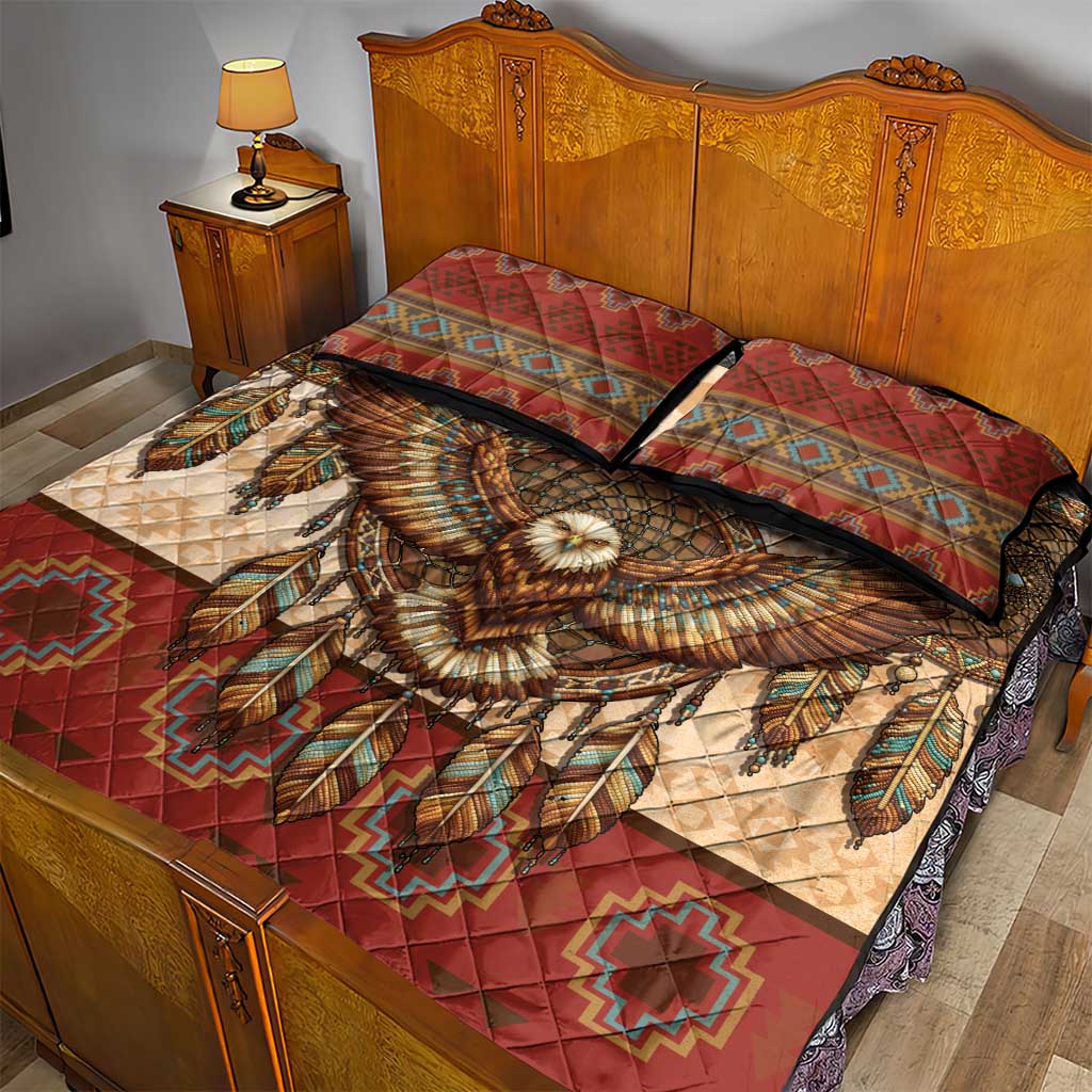 Eagle Native American Quilt Bed Set Tribal Feather Dreamcatcher Boho Style