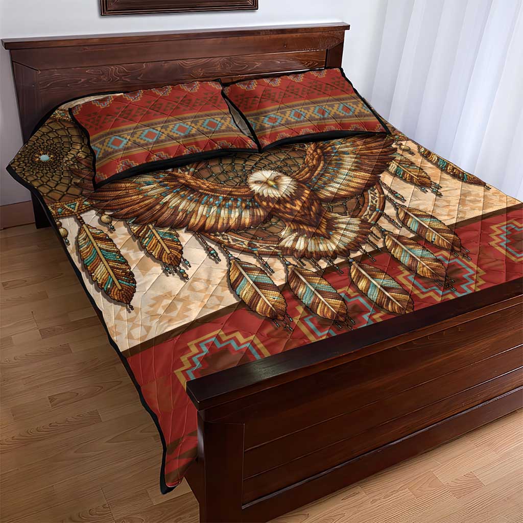Eagle Native American Quilt Bed Set Tribal Feather Dreamcatcher Boho Style