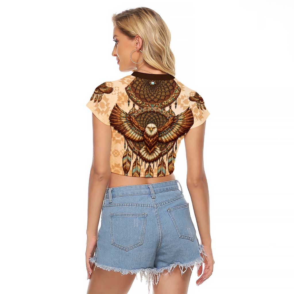 Eagle Native American Raglan Cropped T Shirt Tribal Feather Dreamcatcher Boho Style