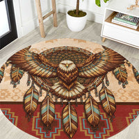 Eagle Native American Round Carpet Tribal Feather Dreamcatcher Boho Style