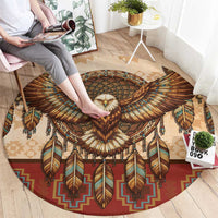 Eagle Native American Round Carpet Tribal Feather Dreamcatcher Boho Style
