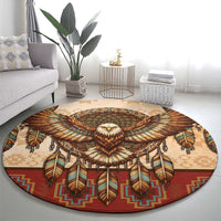 Eagle Native American Round Carpet Tribal Feather Dreamcatcher Boho Style