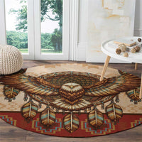 Eagle Native American Round Carpet Tribal Feather Dreamcatcher Boho Style