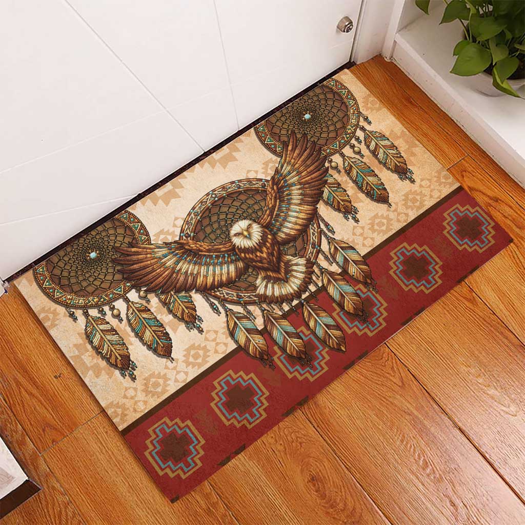Eagle Native American Rubber Doormat Tribal Feather Dreamcatcher Boho Style