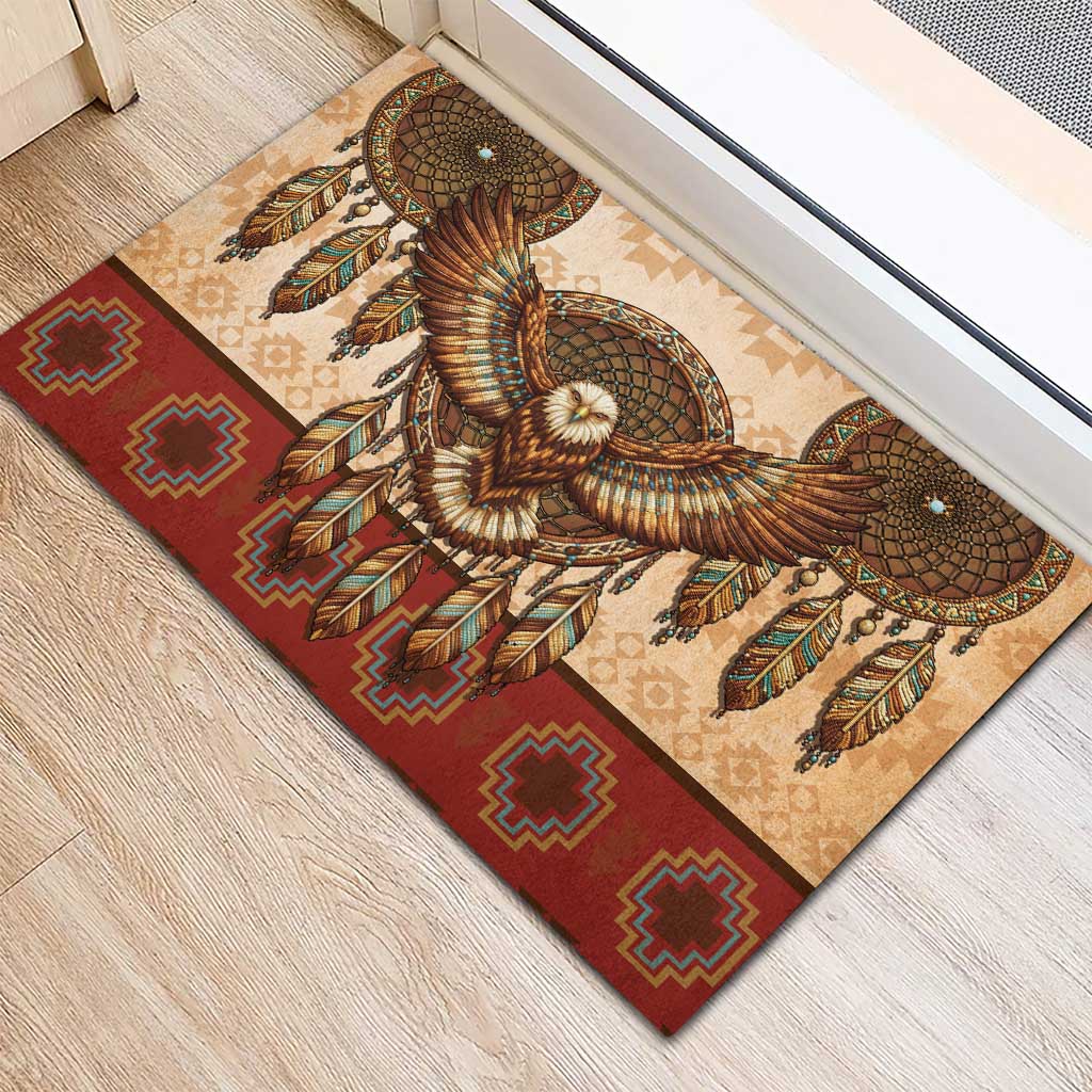 Eagle Native American Rubber Doormat Tribal Feather Dreamcatcher Boho Style