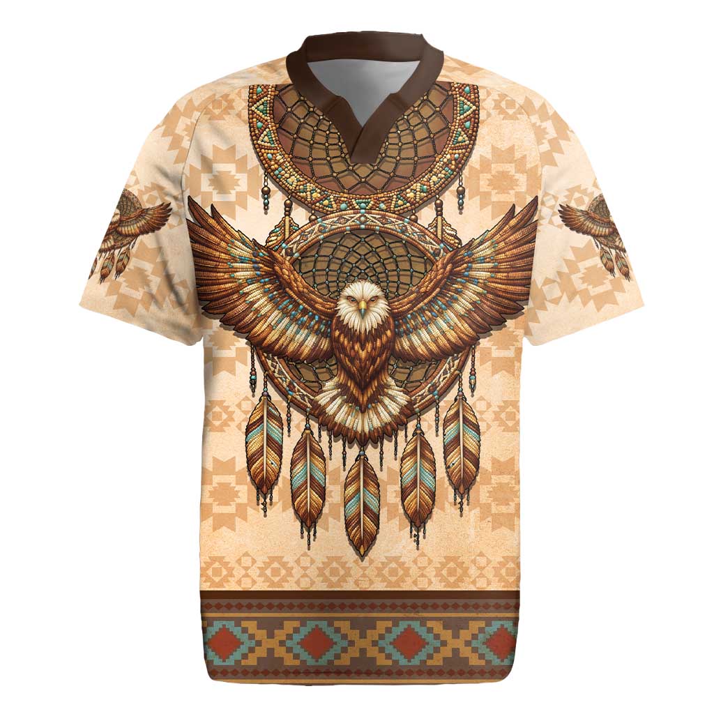 Eagle Native American Rugby Jersey Tribal Feather Dreamcatcher Boho Style