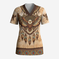 Eagle Native American Scrub Top Tribal Feather Dreamcatcher Boho Style