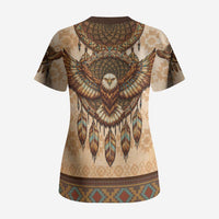 Eagle Native American Scrub Top Tribal Feather Dreamcatcher Boho Style