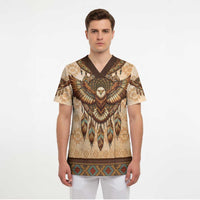 Eagle Native American Scrub Top Tribal Feather Dreamcatcher Boho Style