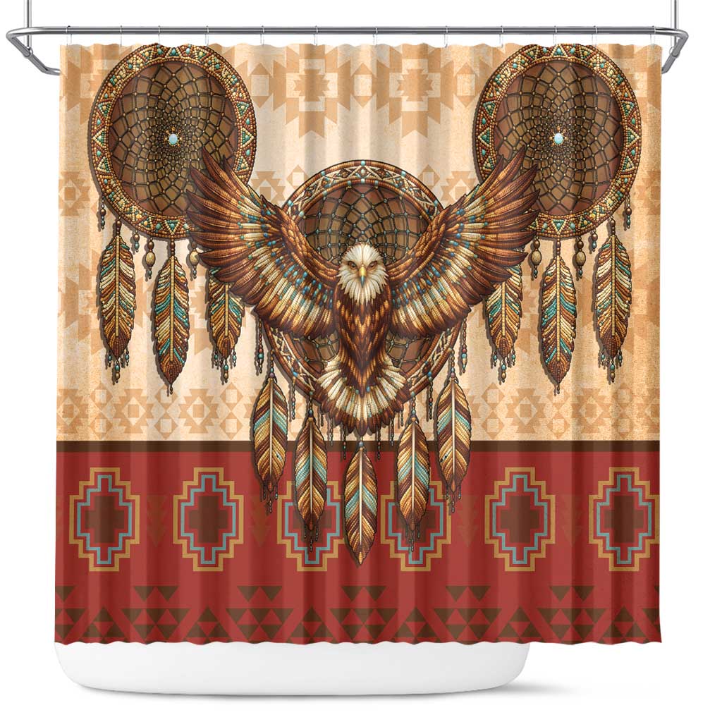 Eagle Native American Shower Curtain Tribal Feather Dreamcatcher Boho Style