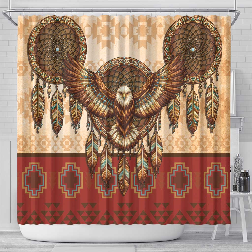 Eagle Native American Shower Curtain Tribal Feather Dreamcatcher Boho Style