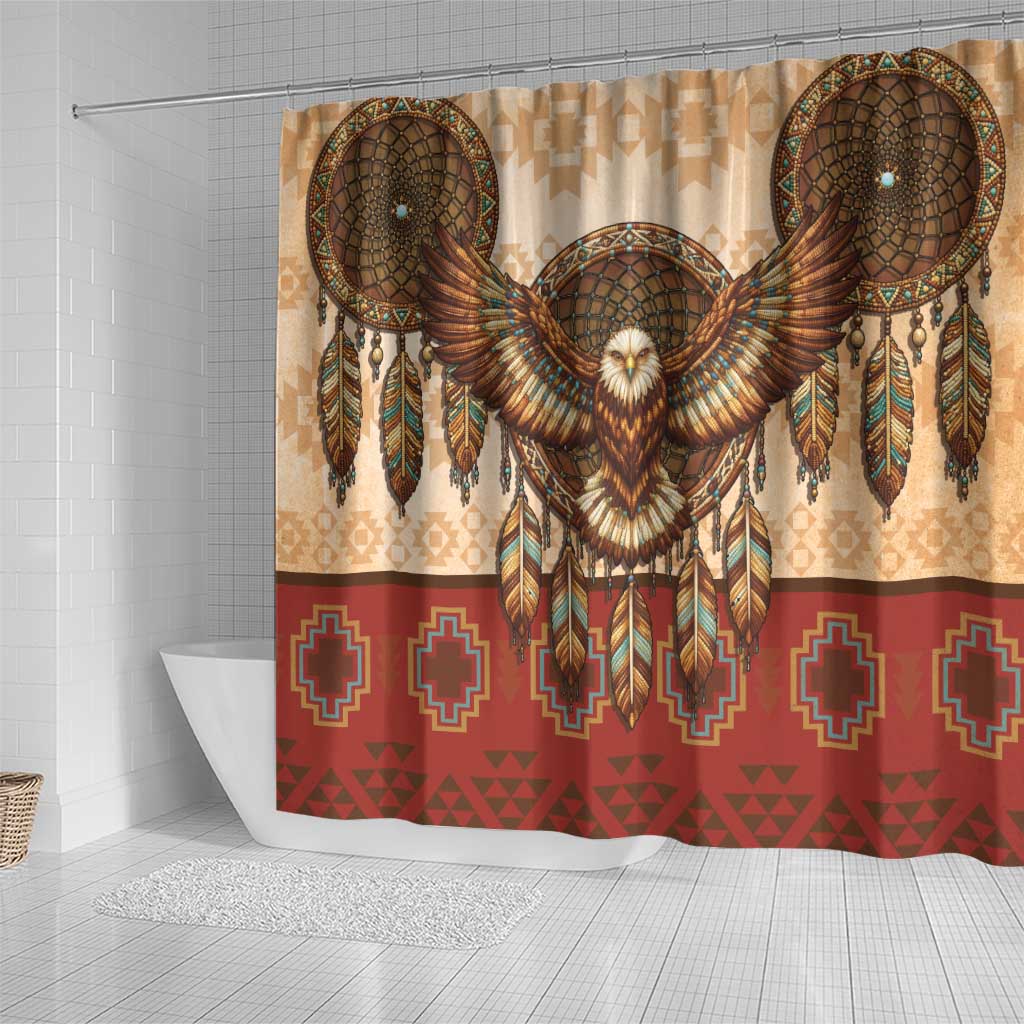 Eagle Native American Shower Curtain Tribal Feather Dreamcatcher Boho Style