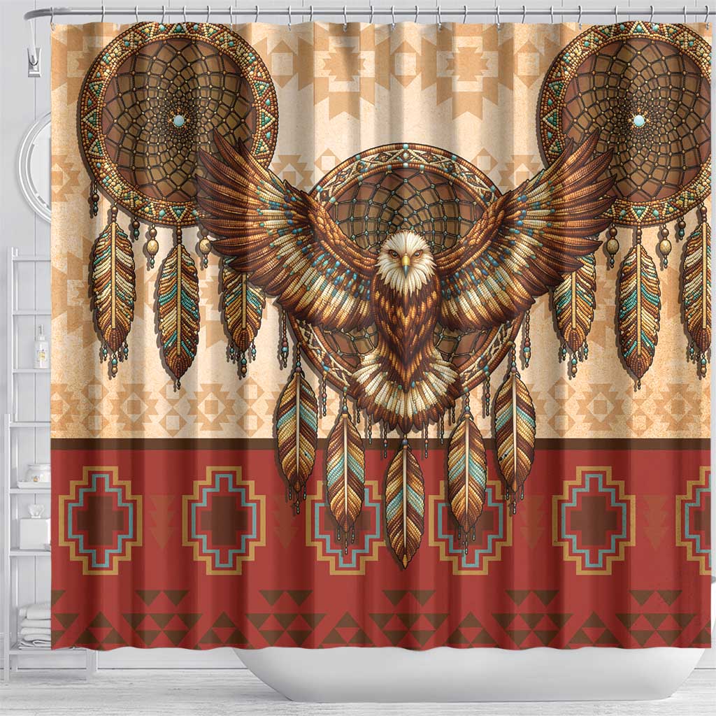 Eagle Native American Shower Curtain Tribal Feather Dreamcatcher Boho Style