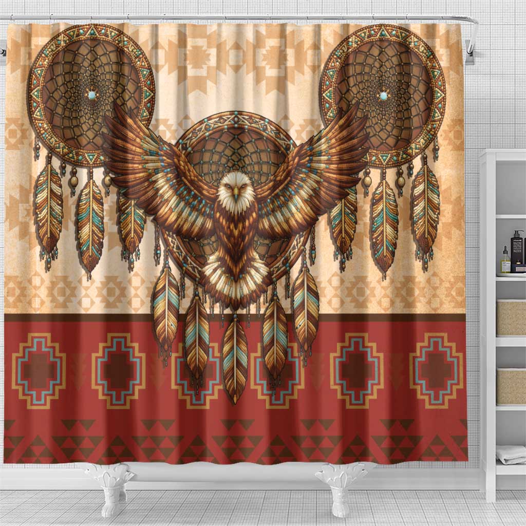Eagle Native American Shower Curtain Tribal Feather Dreamcatcher Boho Style