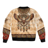 Eagle Native American Sleeve Zip Bomber Jacket Tribal Feather Dreamcatcher Boho Style