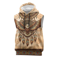Eagle Native American Sleeveless Hoodie Tribal Feather Dreamcatcher Boho Style