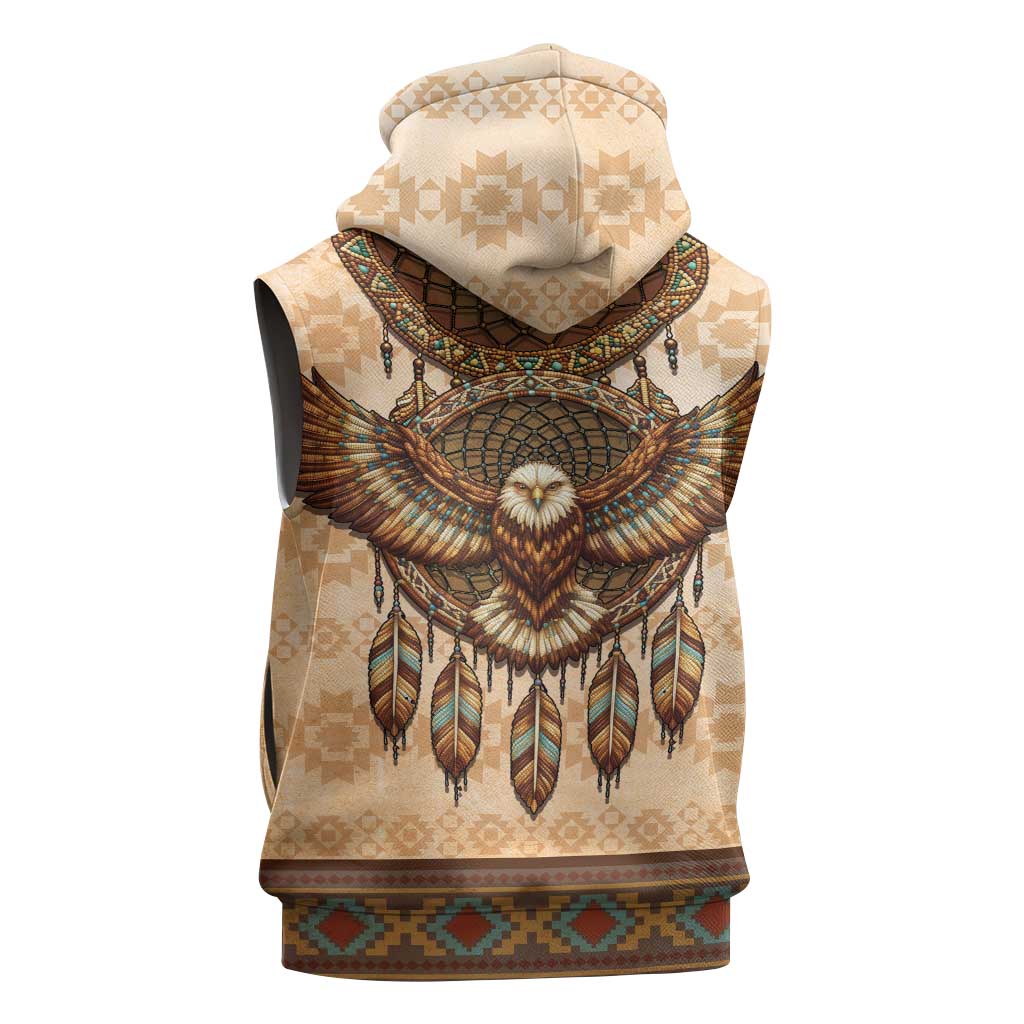 Eagle Native American Sleeveless Hoodie Tribal Feather Dreamcatcher Boho Style