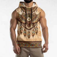 Eagle Native American Sleeveless Hoodie Tribal Feather Dreamcatcher Boho Style