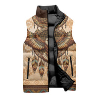 Eagle Native American Sleeveless Puffer Jacket Tribal Feather Dreamcatcher Boho Style