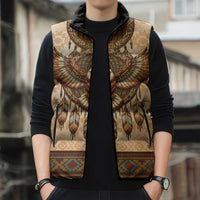 Eagle Native American Sleeveless Puffer Jacket Tribal Feather Dreamcatcher Boho Style