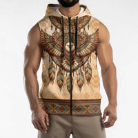 Eagle Native American Sleeveless Zip Hoodie Tribal Feather Dreamcatcher Boho Style
