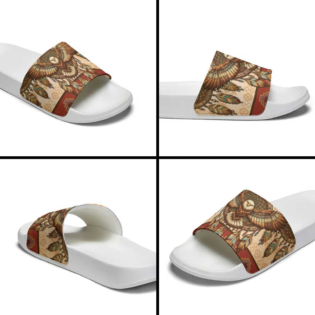 Eagle Native American Slide Sandals Tribal Feather Dreamcatcher Boho Style