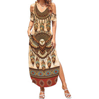 Eagle Native American Summer Maxi Dress Tribal Feather Dreamcatcher Boho Style
