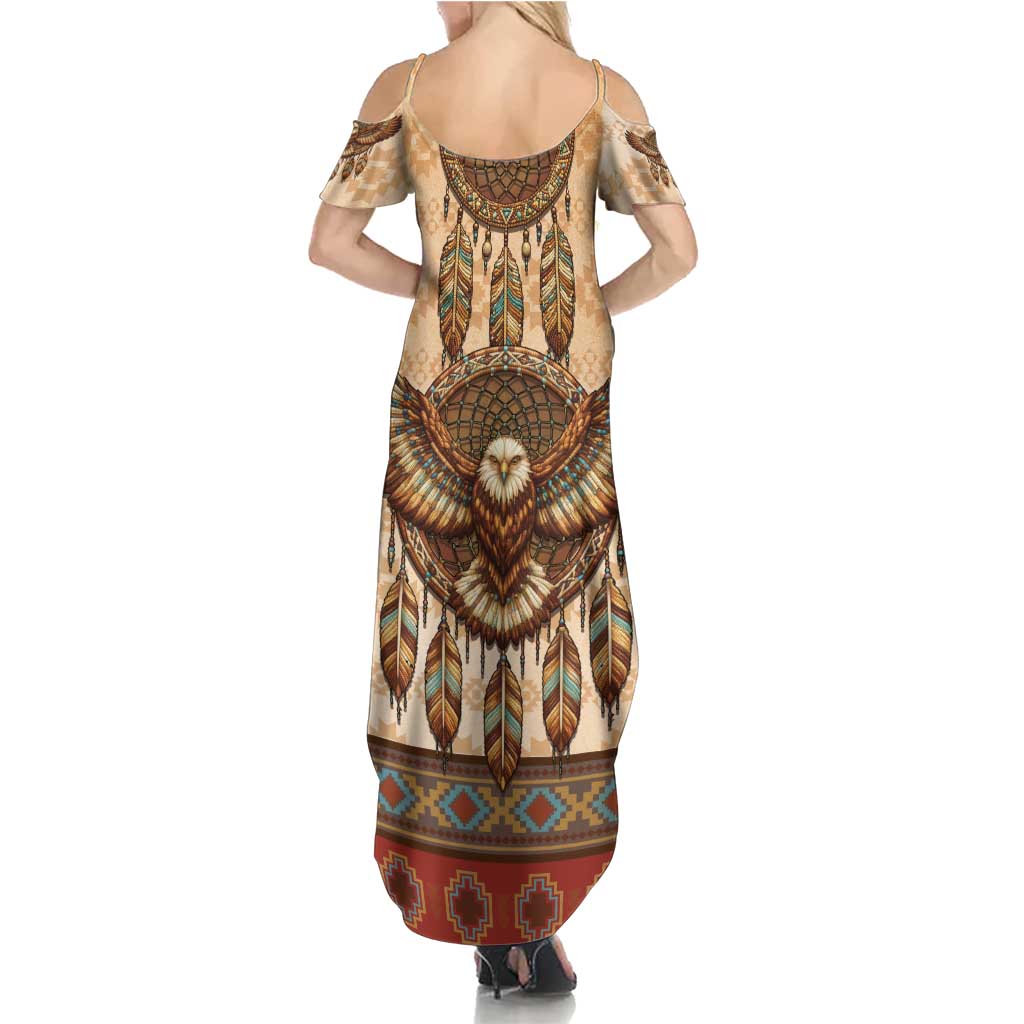 Eagle Native American Summer Maxi Dress Tribal Feather Dreamcatcher Boho Style