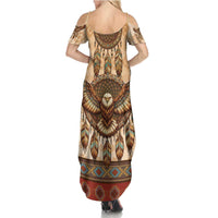 Eagle Native American Summer Maxi Dress Tribal Feather Dreamcatcher Boho Style