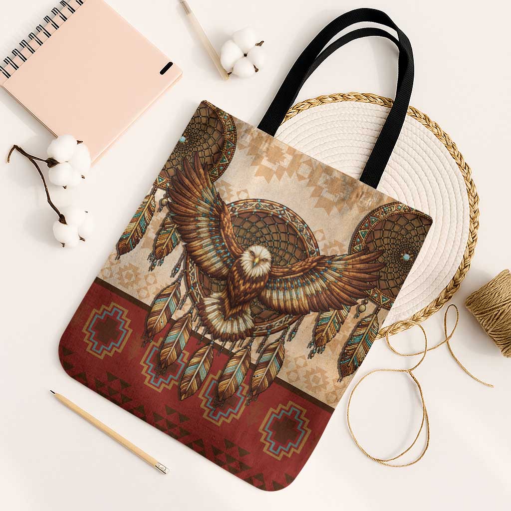 Eagle Native American Tote Bag Tribal Feather Dreamcatcher Boho Style
