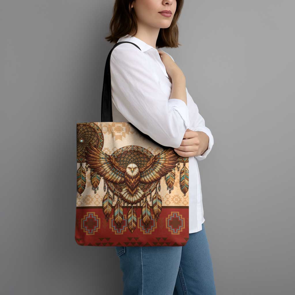 Eagle Native American Tote Bag Tribal Feather Dreamcatcher Boho Style