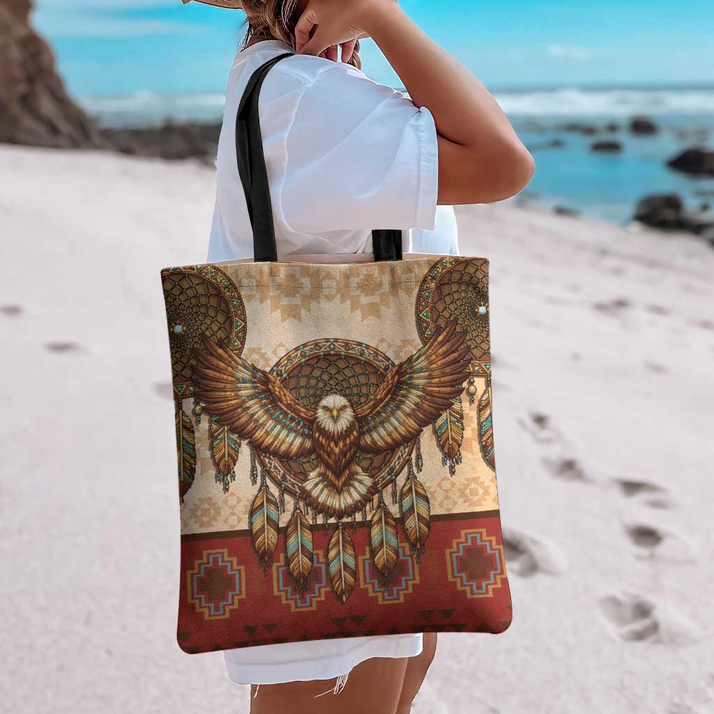 Eagle Native American Tote Bag Tribal Feather Dreamcatcher Boho Style