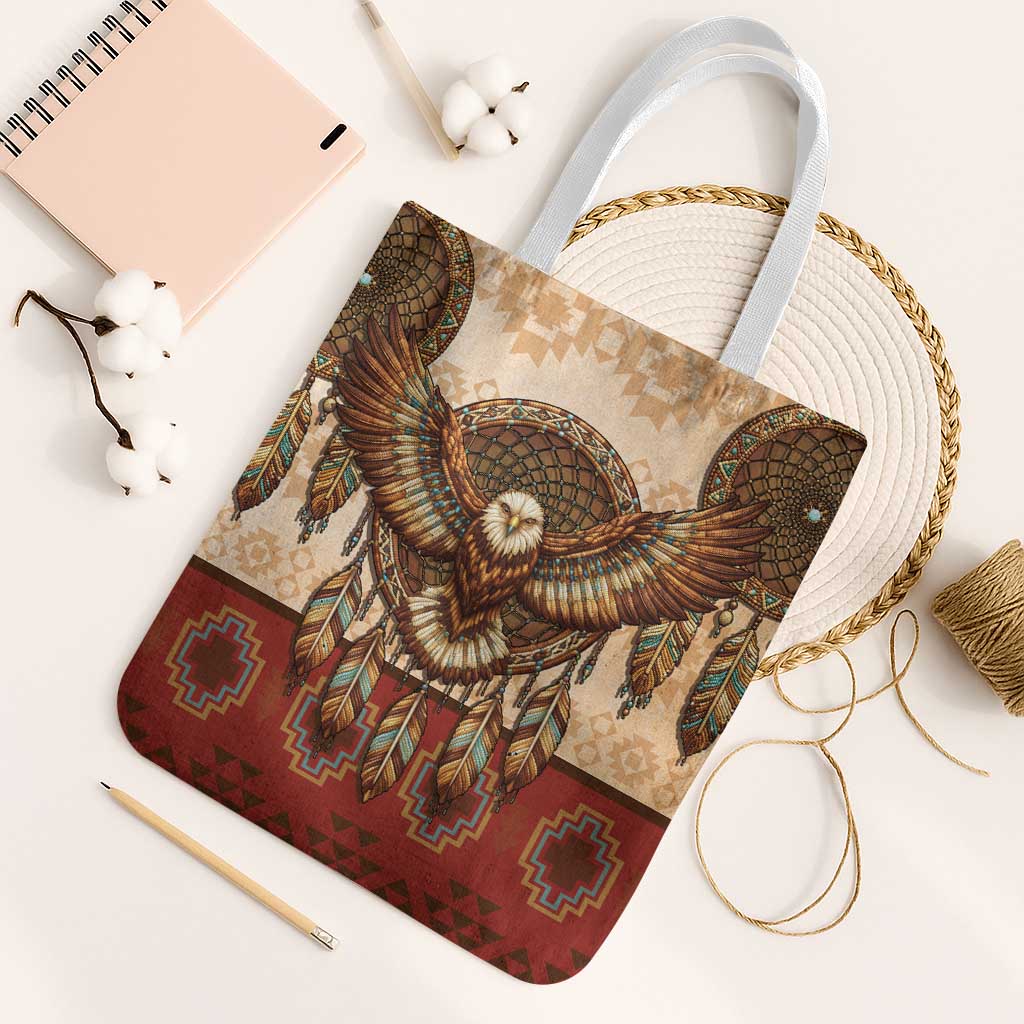 Eagle Native American Tote Bag Tribal Feather Dreamcatcher Boho Style