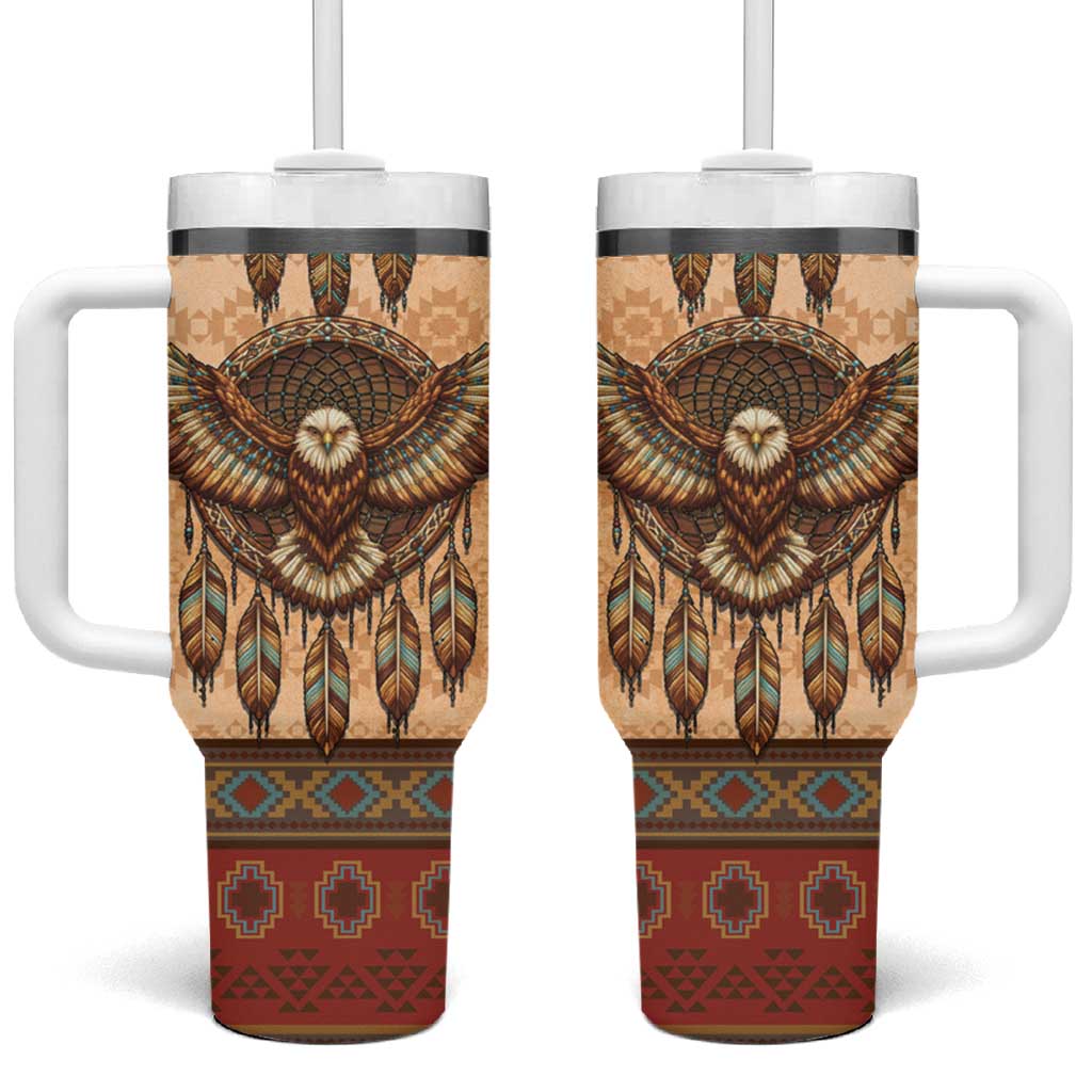 Eagle Native American Tumbler With Handle Tribal Feather Dreamcatcher Boho Style