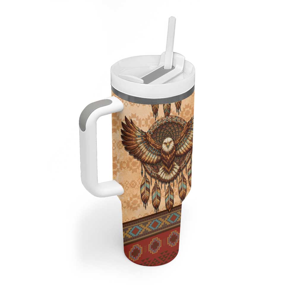 Eagle Native American Tumbler With Handle Tribal Feather Dreamcatcher Boho Style