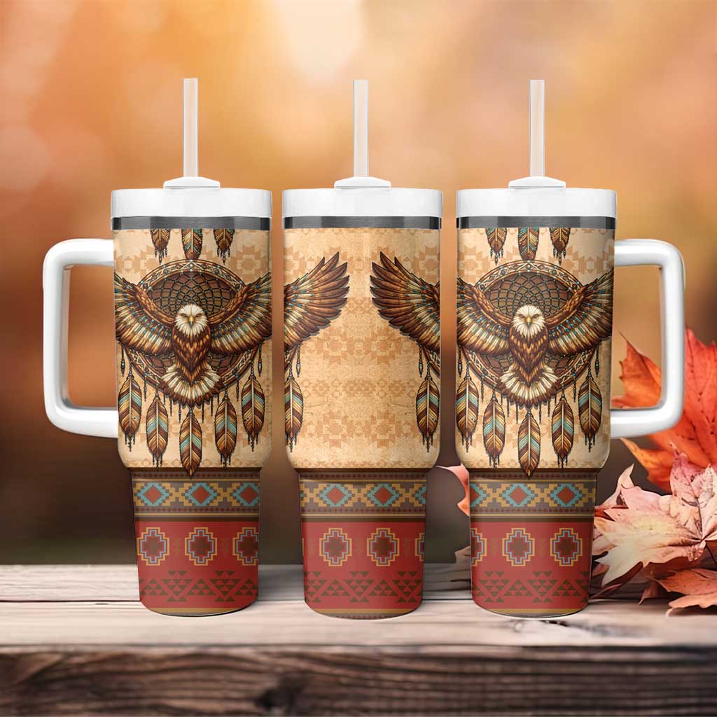 Eagle Native American Tumbler With Handle Tribal Feather Dreamcatcher Boho Style