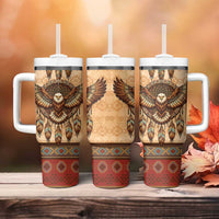 Eagle Native American Tumbler With Handle Tribal Feather Dreamcatcher Boho Style