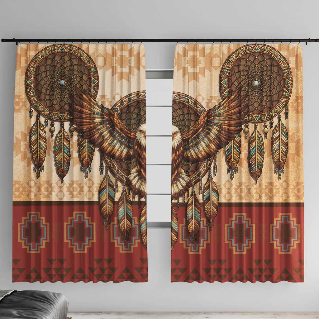 Eagle Native American Window Curtain Tribal Feather Dreamcatcher Boho Style