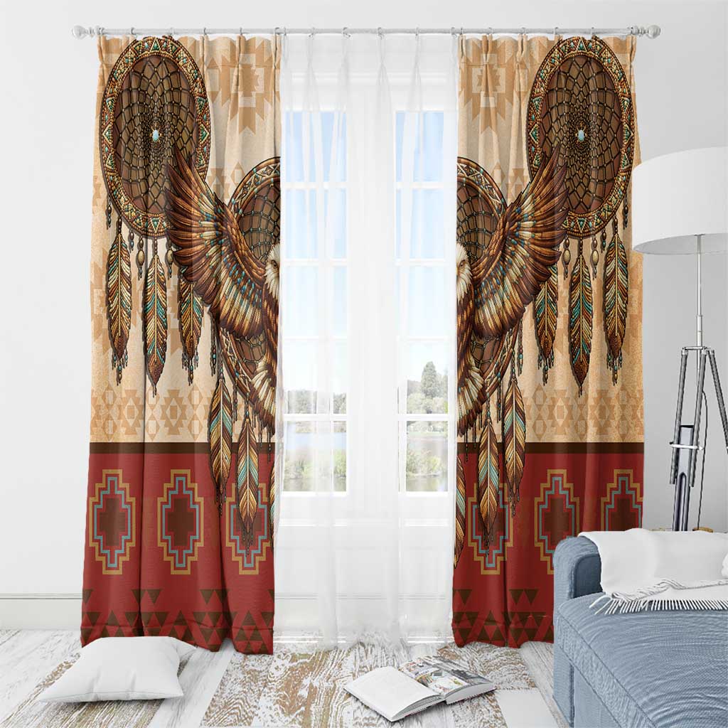 Eagle Native American Window Curtain Tribal Feather Dreamcatcher Boho Style