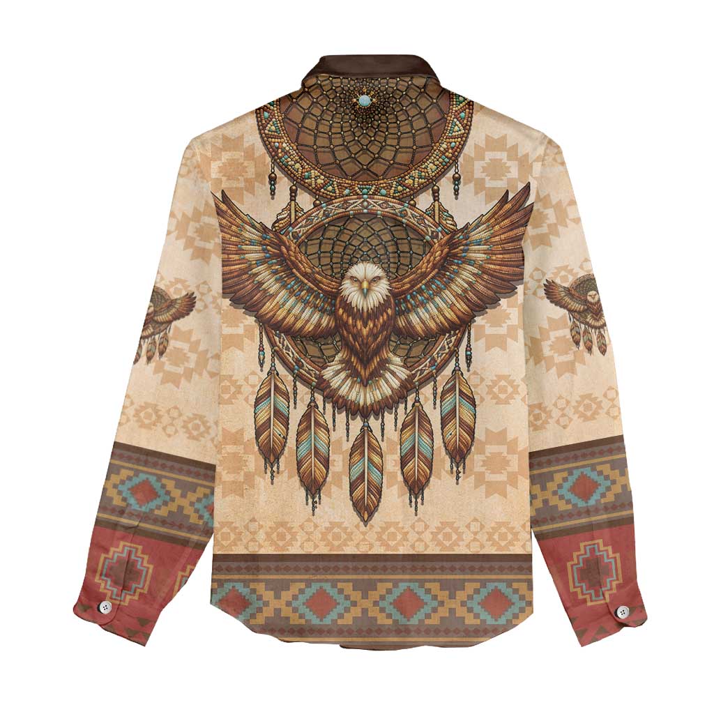Eagle Native American Women Casual Shirt Tribal Feather Dreamcatcher Boho Style