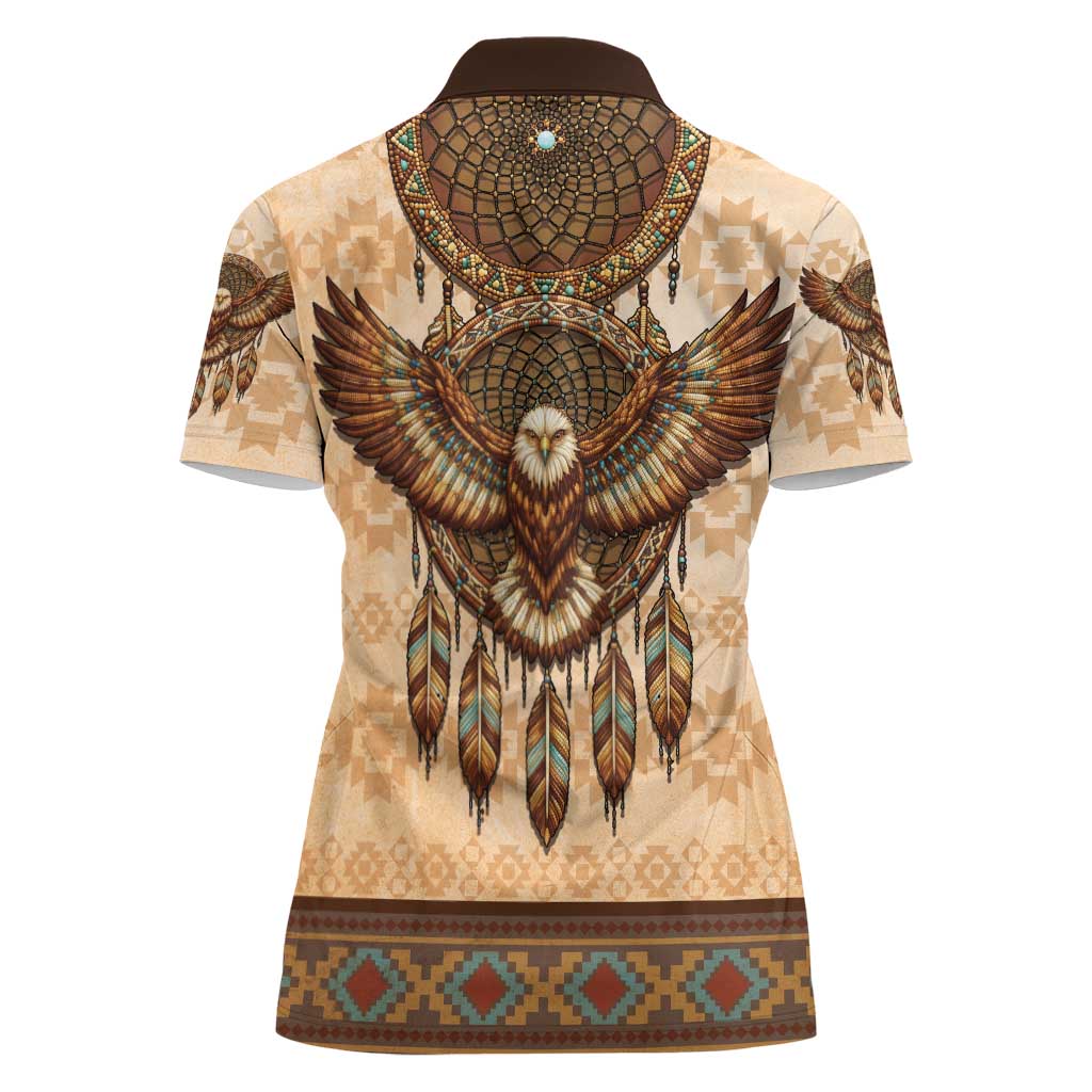 Eagle Native American Women Polo Shirt Tribal Feather Dreamcatcher Boho Style