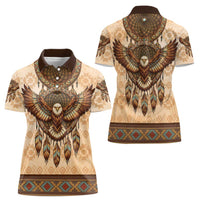 Eagle Native American Women Polo Shirt Tribal Feather Dreamcatcher Boho Style