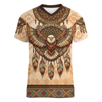 Eagle Native American Women V-Neck T-Shirt Tribal Feather Dreamcatcher Boho Style